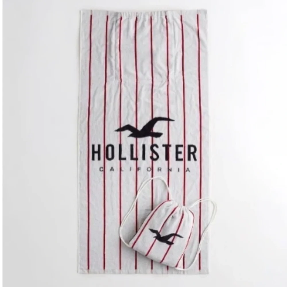 Y2K 2-in-1 Hollister Backpack Beach Towel Logo Spellout Retro Stripe Beachy surf